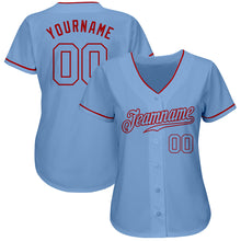 Charger l&#39;image dans la galerie, Custom Light Blue Light Blue-Red Authentic Baseball Jersey
