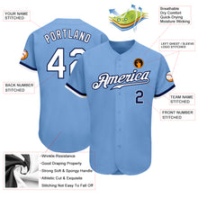 Charger l&#39;image dans la galerie, Custom Light Blue White-Navy Authentic Baseball Jersey
