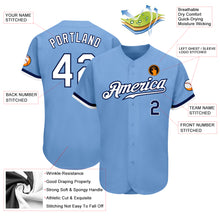 Load image into Gallery viewer, Custom Light Blue White-Navy Authentic Baseball Jersey
