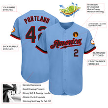 Charger l&#39;image dans la galerie, Custom Light Blue Black-Red Authentic Baseball Jersey
