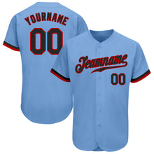 Charger l&#39;image dans la galerie, Custom Light Blue Black-Red Authentic Baseball Jersey
