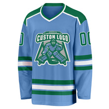 Загрузить изображение в средство просмотра галереи, Custom Light Blue Kelly Green-White Hockey Jersey
