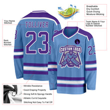 Laden Sie das Bild in den Galerie-Viewer, Custom Light Blue Purple-White Hockey Jersey
