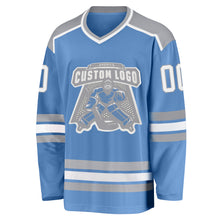 Laden Sie das Bild in den Galerie-Viewer, Custom Light Blue White-Gray Hockey Jersey

