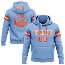 Load image into Gallery viewer, Custom Stitched Light Blue Orange-White Football Pullover Sweatshirt Hoodie
