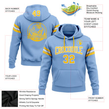 Load image into Gallery viewer, Custom Stitched Light Blue Gold-White Football Pullover Sweatshirt Hoodie
