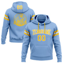 Load image into Gallery viewer, Custom Stitched Light Blue Gold-White Football Pullover Sweatshirt Hoodie
