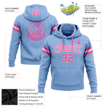 Laden Sie das Bild in den Galerie-Viewer, Custom Stitched Light Blue Pink-White Football Pullover Sweatshirt Hoodie
