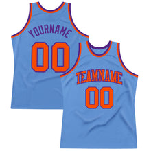Load image into Gallery viewer, Custom Light Blue Orange-Purple Authentic Throwback Basketball Jersey
