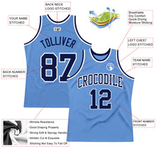 Load image into Gallery viewer, Custom Light Blue Navy-White Authentic Throwback Basketball Jersey
