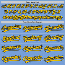 Laden Sie das Bild in den Galerie-Viewer, Custom Light Blue Black-Gold Authentic Baseball Jersey
