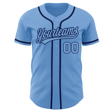 Custom Light Blue Light Blue-Navy Authentic Baseball Jersey