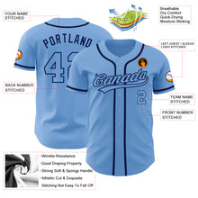 Laden Sie das Bild in den Galerie-Viewer, Custom Light Blue Light Blue-Navy Authentic Baseball Jersey
