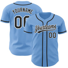 Laden Sie das Bild in den Galerie-Viewer, Custom Light Blue Black-White Authentic Baseball Jersey
