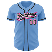 Laden Sie das Bild in den Galerie-Viewer, Custom Light Blue Black-Hot Pink Authentic Baseball Jersey
