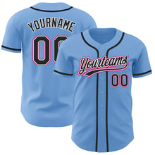 Laden Sie das Bild in den Galerie-Viewer, Custom Light Blue Black-Hot Pink Authentic Baseball Jersey
