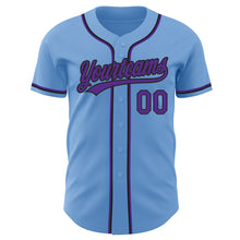 Charger l&#39;image dans la galerie, Custom Light Blue Purple-Black Authentic Baseball Jersey

