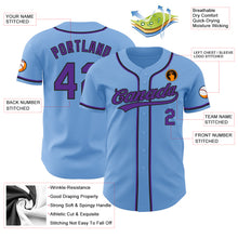 Charger l&#39;image dans la galerie, Custom Light Blue Purple-Black Authentic Baseball Jersey
