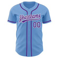 Charger l&#39;image dans la galerie, Custom Light Blue Purple-White Authentic Baseball Jersey
