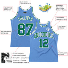 Laden Sie das Bild in den Galerie-Viewer, Custom Light Blue Kelly Green-White Authentic Throwback Basketball Jersey
