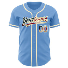 Charger l&#39;image dans la galerie, Custom Light Blue Vintage USA Flag-Cream Authentic Baseball Jersey
