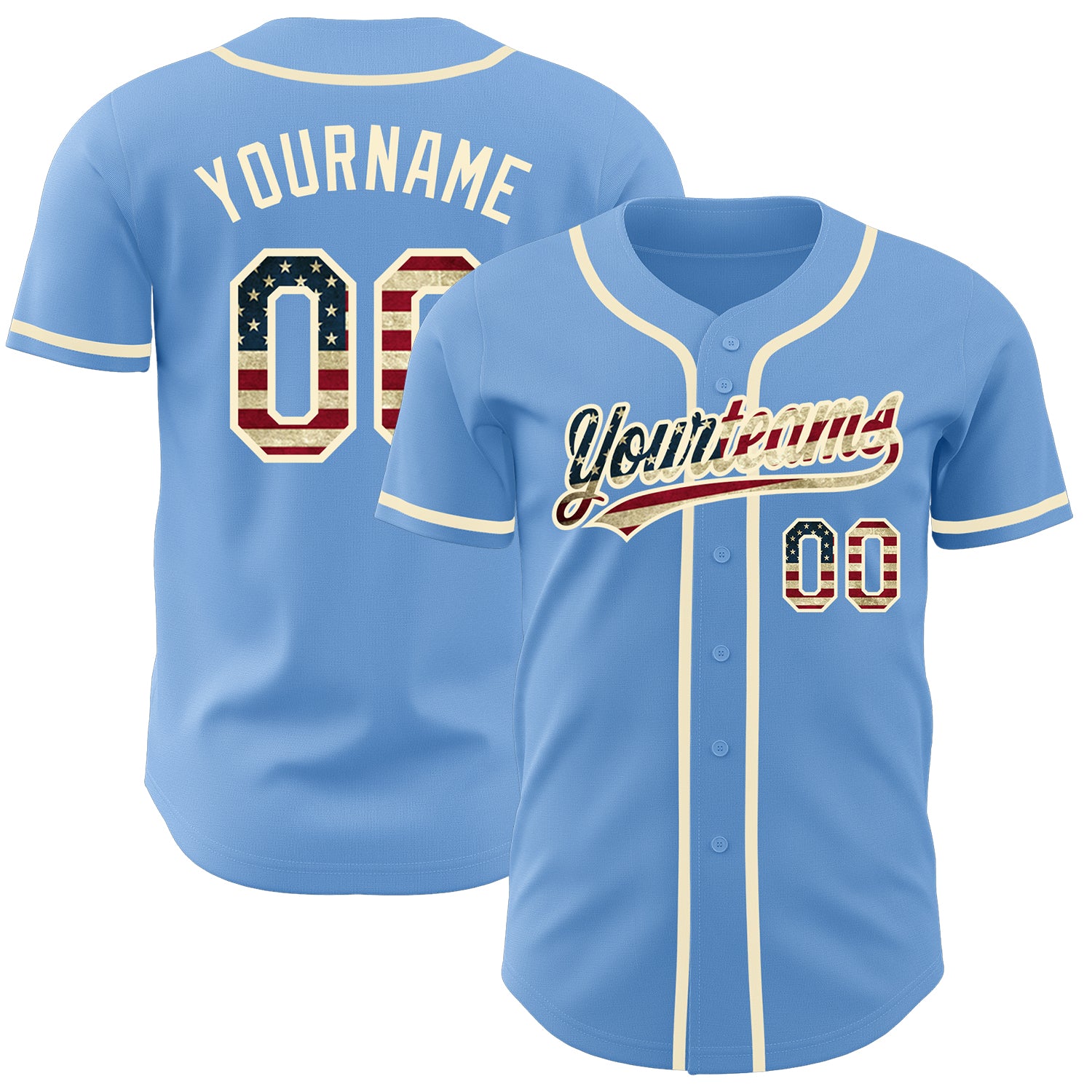 Cheap Custom Light Blue Vintage USA Flag-Cream Authentic Baseball Jersey  Free Shipping – CustomJerseysPro