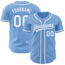 Загрузить изображение в средство просмотра галереи, Custom Light Blue White Pinstripe White Authentic Baseball Jersey
