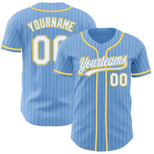 Загрузить изображение в средство просмотра галереи, Custom Light Blue White Pinstripe White-Gold Authentic Baseball Jersey

