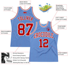 Load image into Gallery viewer, Custom Light Blue Red Pinstripe Red-White Authentic Basketball Jersey
