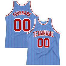 Laden Sie das Bild in den Galerie-Viewer, Custom Light Blue Red Pinstripe Red-White Authentic Basketball Jersey
