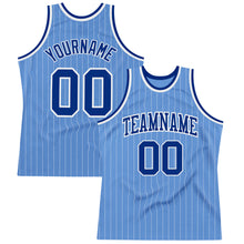 Laden Sie das Bild in den Galerie-Viewer, Custom Light Blue White Pinstripe Royal Authentic Basketball Jersey
