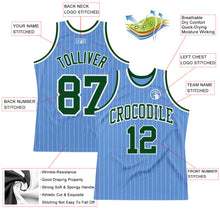 Load image into Gallery viewer, Custom Light Blue White Pinstripe Green Authentic Basketball Jersey
