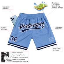 Charger l&#39;image dans la galerie, Custom Light Blue Navy-White Authentic Throwback Basketball Shorts
