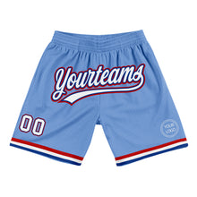 Load image into Gallery viewer, Custom Light Blue White Royal-Red Authentic Throwback Basketball Shorts
