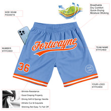 Laden Sie das Bild in den Galerie-Viewer, Custom Light Blue Orange-White Authentic Throwback Basketball Shorts
