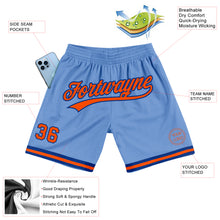 Load image into Gallery viewer, Custom Light Blue Orange-Royal Authentic Throwback Basketball Shorts
