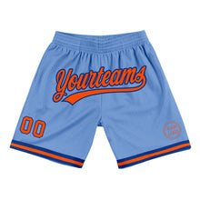 Load image into Gallery viewer, Custom Light Blue Orange-Royal Authentic Throwback Basketball Shorts
