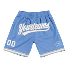 Load image into Gallery viewer, Custom Light Blue White-Gray Authentic Throwback Basketball Shorts
