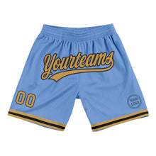 Load image into Gallery viewer, Custom Light Blue Old Gold-Black Authentic Throwback Basketball Shorts
