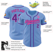 Загрузить изображение в средство просмотра галереи, Custom Light Blue Pink Pinstripe Purple Authentic Baseball Jersey
