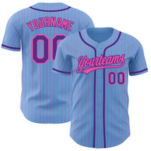 Загрузить изображение в средство просмотра галереи, Custom Light Blue Pink Pinstripe Purple Authentic Baseball Jersey
