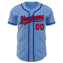 Загрузить изображение в средство просмотра галереи, Custom Light Blue Red Pinstripe Royal Authentic Baseball Jersey
