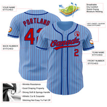 Загрузить изображение в средство просмотра галереи, Custom Light Blue Red Pinstripe Royal Authentic Baseball Jersey
