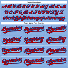 Загрузить изображение в средство просмотра галереи, Custom Light Blue Red Pinstripe Royal Authentic Baseball Jersey
