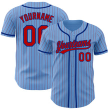 Загрузить изображение в средство просмотра галереи, Custom Light Blue Red Pinstripe Royal Authentic Baseball Jersey
