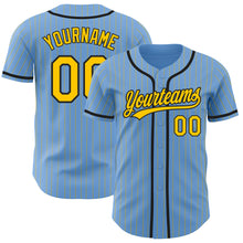 Загрузить изображение в средство просмотра галереи, Custom Light Blue Yellow Pinstripe Black Authentic Baseball Jersey
