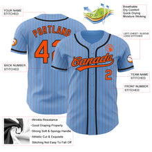 Загрузить изображение в средство просмотра галереи, Custom Light Blue Orange Pinstripe Black Authentic Baseball Jersey

