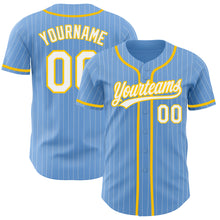Загрузить изображение в средство просмотра галереи, Custom Light Blue White Pinstripe Yellow Authentic Baseball Jersey
