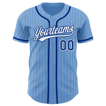 Load image into Gallery viewer, Custom Light Blue White Pinstripe Royal Authentic Baseball Jersey
