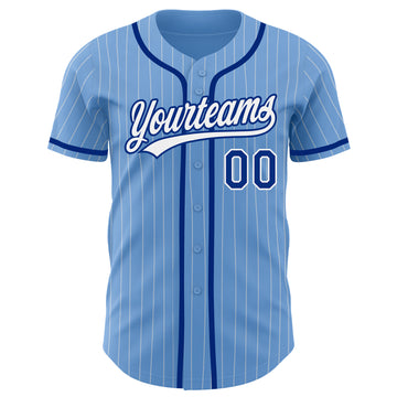 Custom Light Blue White Pinstripe Royal Authentic Baseball Jersey